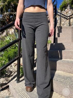 Brandy Melville Charcoal dark Gray Wide-Leg Lounge priscilla Pants